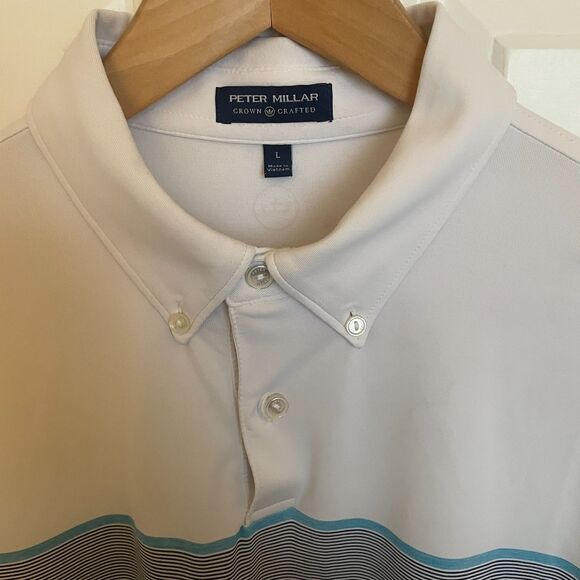 Peter Millar Golf Polo Large Striped Breathable Outdoors Lightweight Breathable - Picture 4 of 11